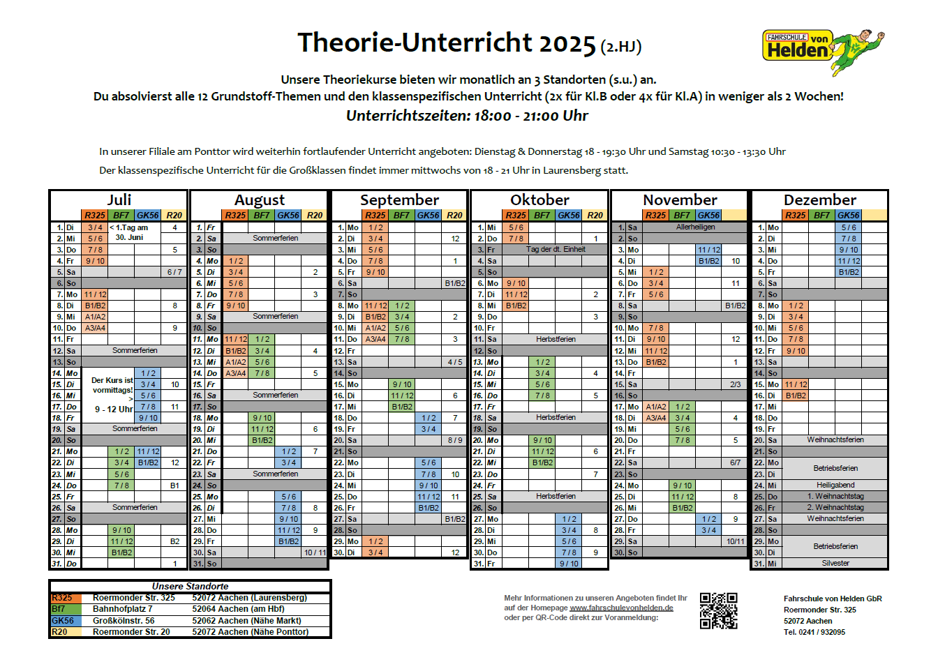 Theorieunterricht 2. Hälfte 2025 - Fahrschule von Helden